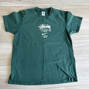 Nike x Stussy International T-Shirt Tee Graphic Print Forest Green Men's Medium